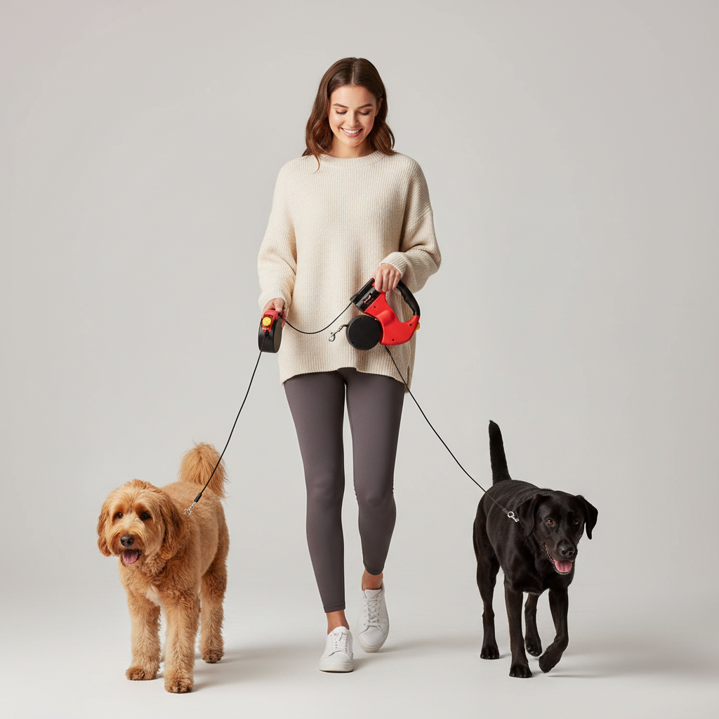 Dual Dog Leash with 360° Anti-Tangle Rotation | Retractable