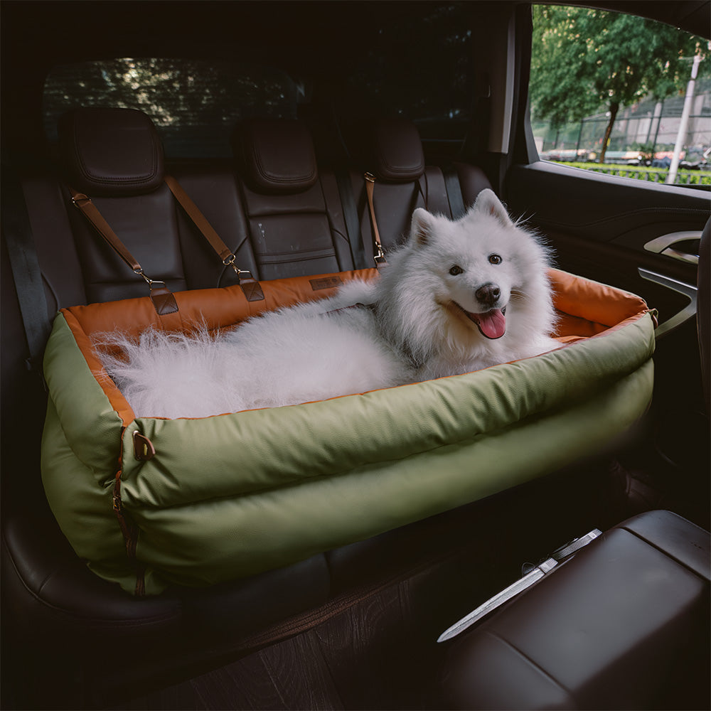 Faux Leather Dog Car Booster Seat Bed | Travel Safe