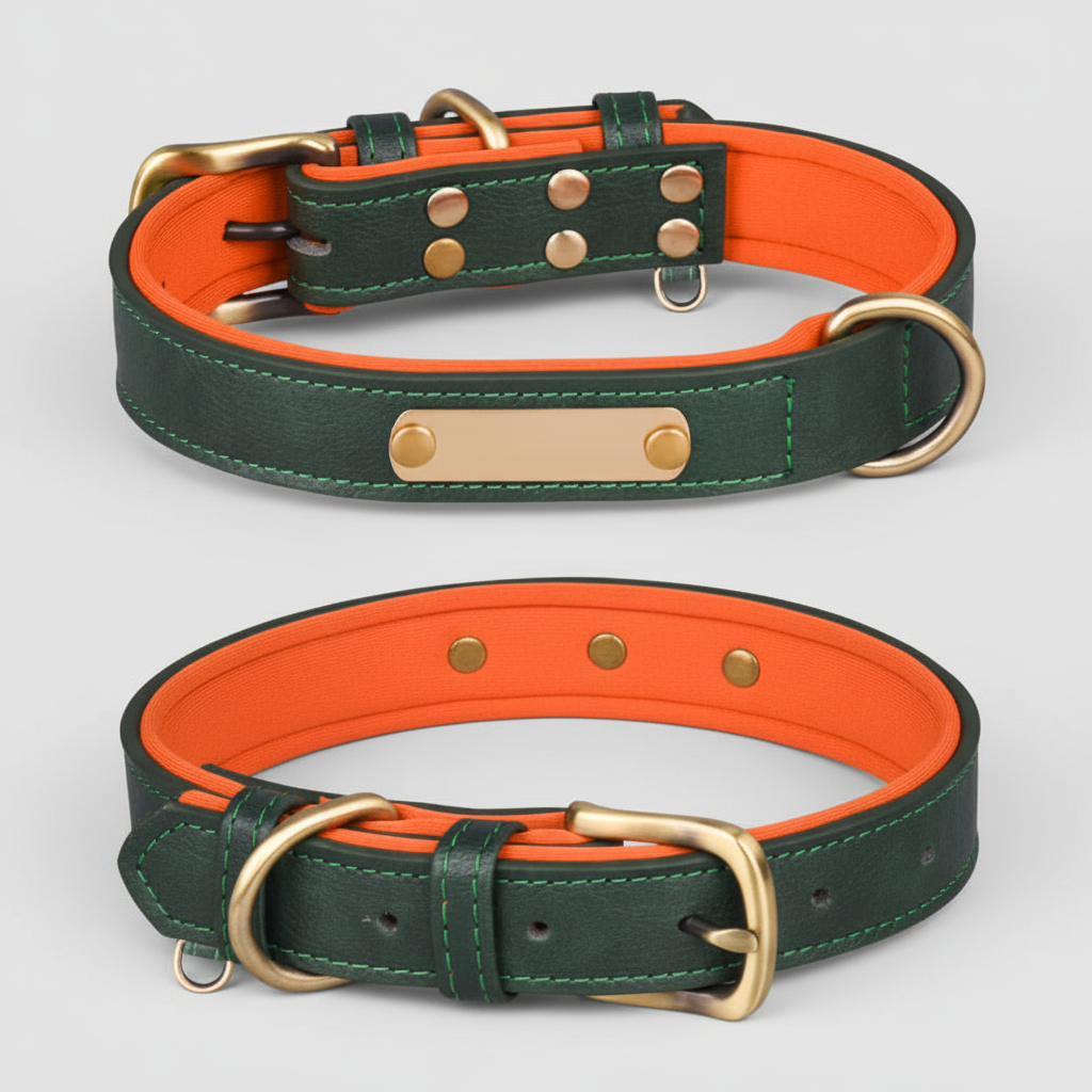 Breathable Cotton Dog Collar with Nameplate – Lightweight & Durable