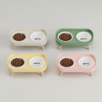 Elevated Dual-Bowl Pet Feeding Station | Ceramic & Stainless Steel