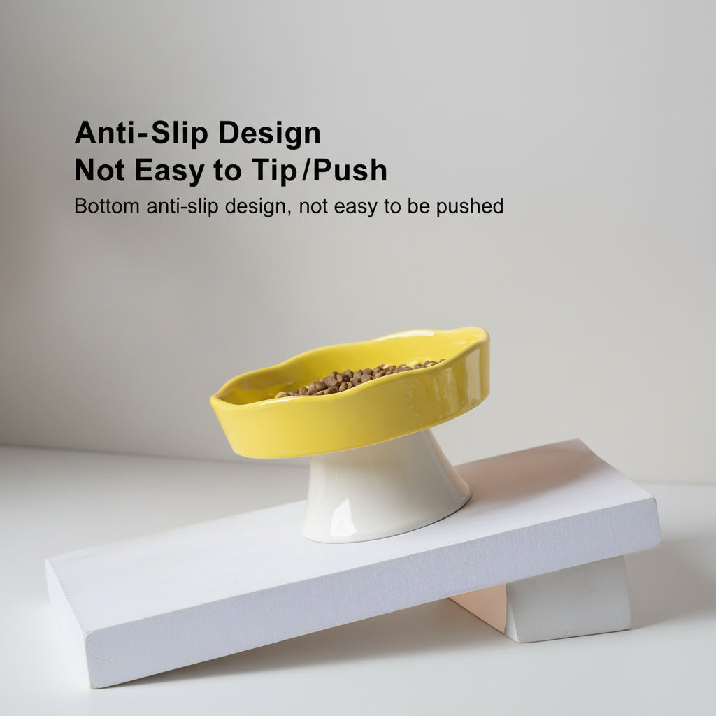Ceramic Elevated Slow Feeder Bowl for Dogs & Cats