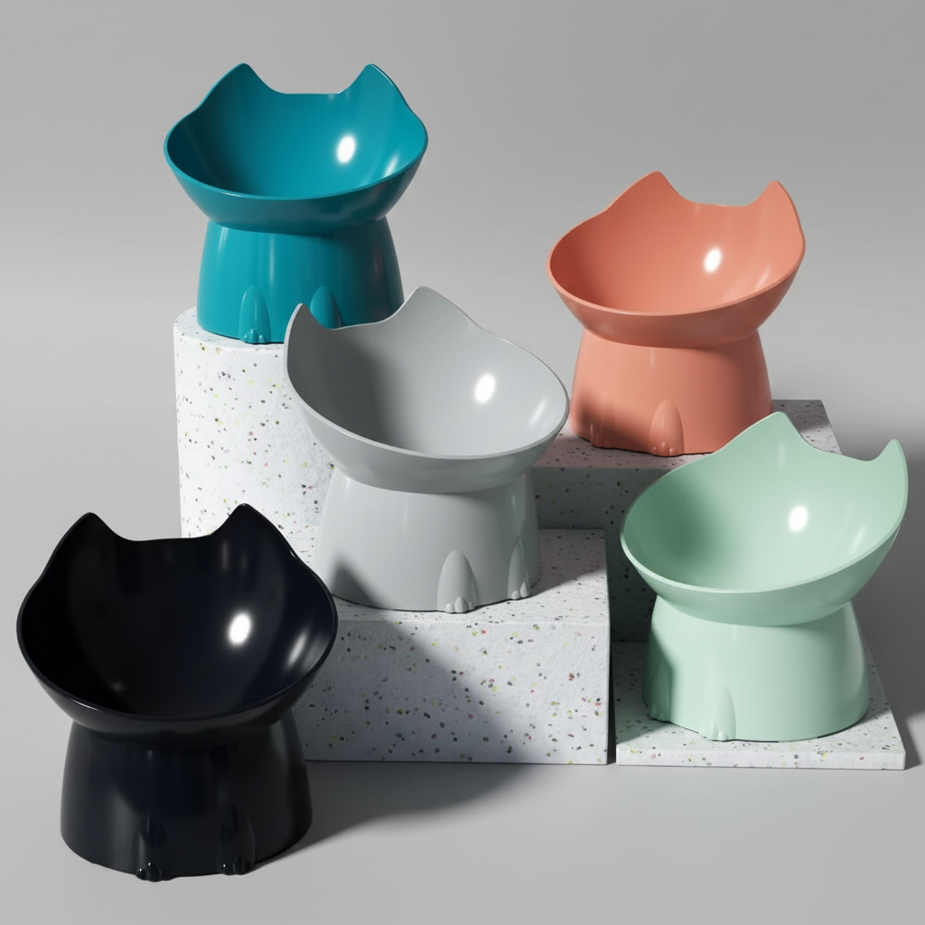 Raised Ergonomic Pet Bowl for Cats & Small Dogs