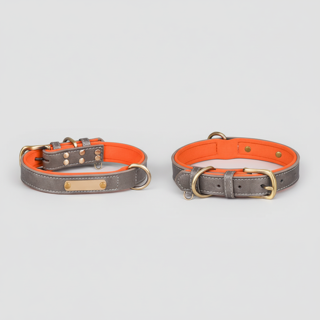 Breathable Cotton Dog Collar with Nameplate – Lightweight & Durable