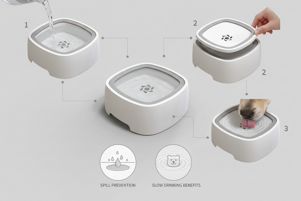 Slow Water Feeder Bowl for Dogs – Floating Plate Design