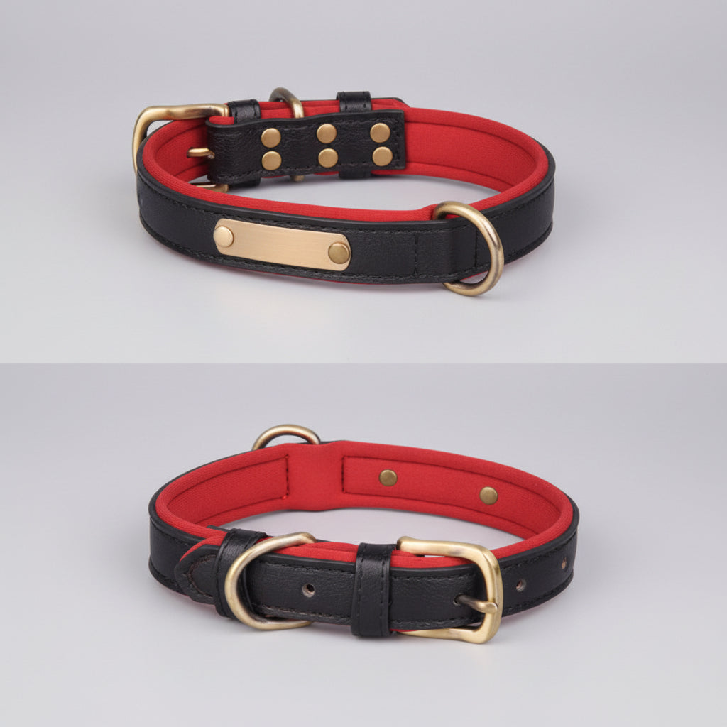 Breathable Cotton Dog Collar with Nameplate – Lightweight & Durable