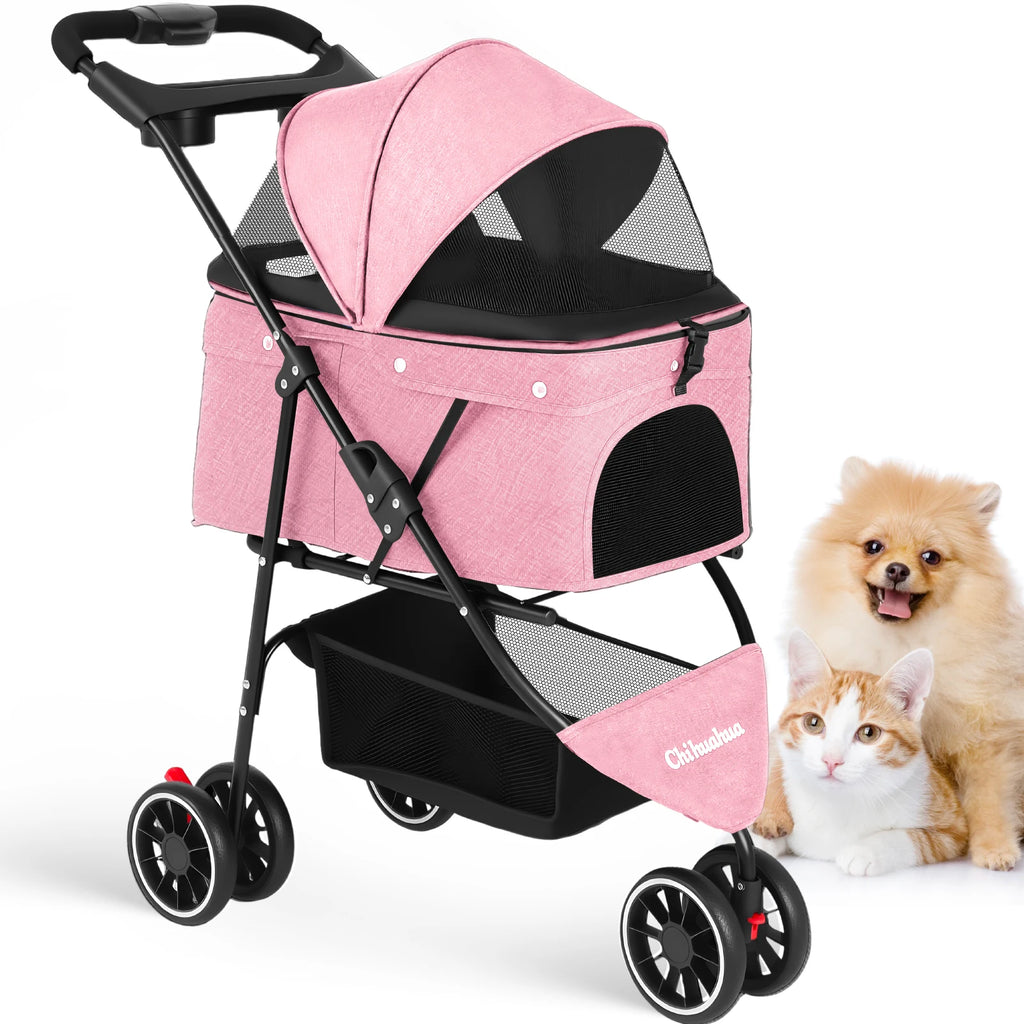 Portable Pet Stroller for Small Dogs & Cats – Foldable Travel Carrier
