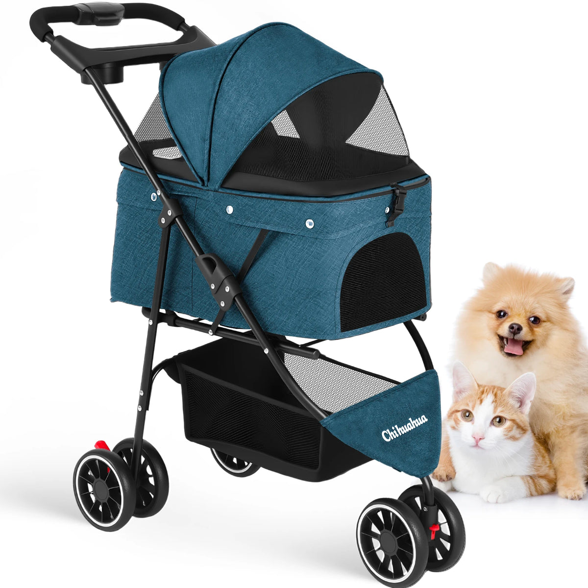 Portable Pet Stroller for Small Dogs & Cats – Foldable Travel Carrier