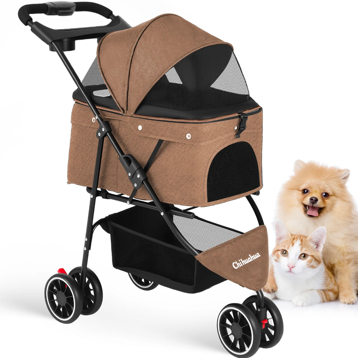 Portable Pet Stroller for Small Dogs & Cats – Foldable Travel Carrier