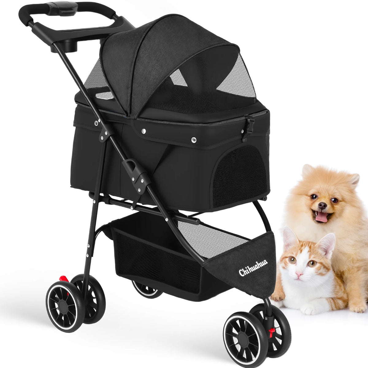 Portable Pet Stroller for Small Dogs & Cats – Foldable Travel Carrier