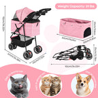 Portable Pet Stroller for Small Dogs & Cats – Foldable Travel Carrier