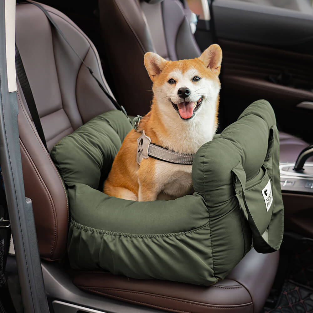 Large Dog Car Seat Bed – Portable Pet Booster with Safety Harness