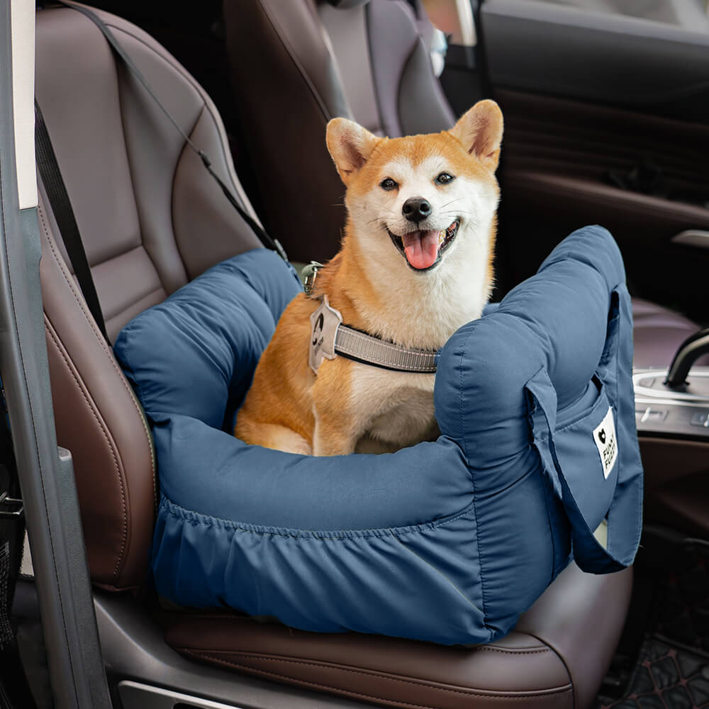 Large Dog Car Seat Bed – Portable Pet Booster with Safety Harness