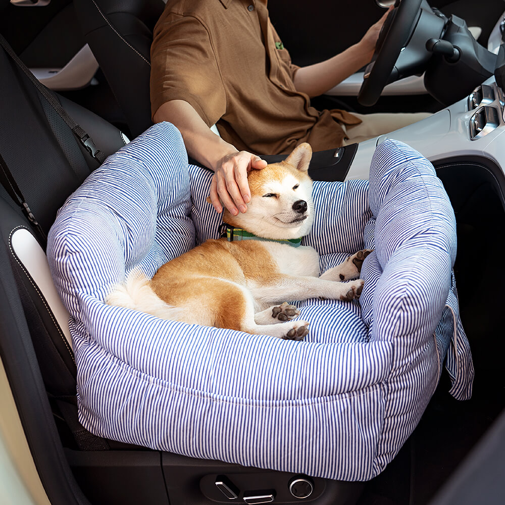 Dog Car Seat Bed – Adjustable Safety Leash & Machine Washable