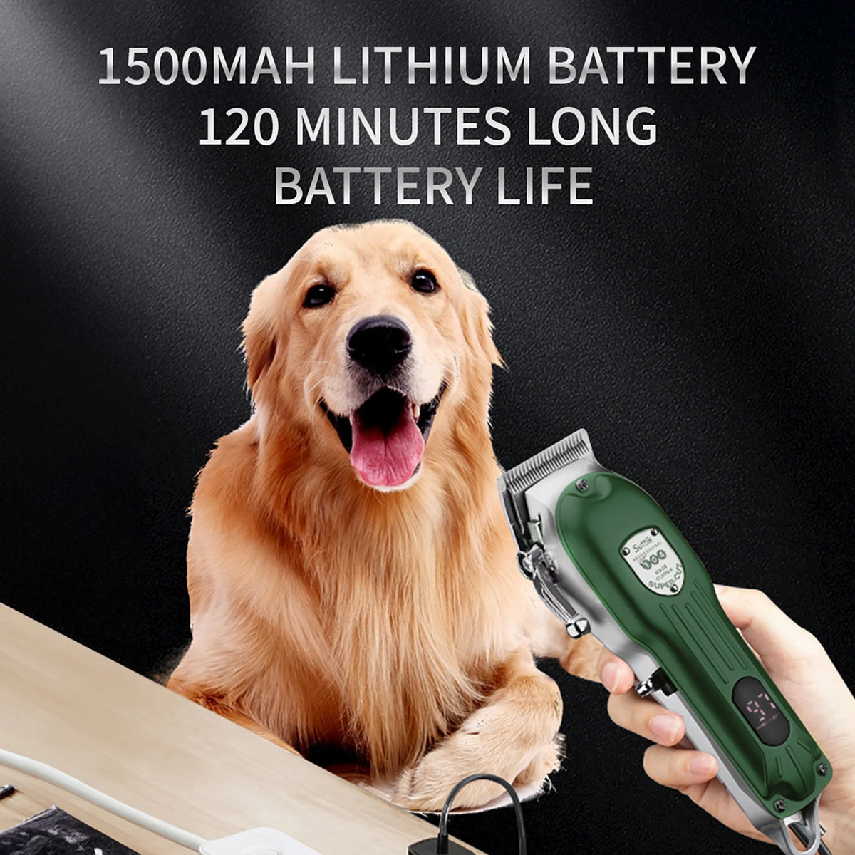 Professional Dog Hair Clipper All Metal Rechargeable Pet Grooming Trimmer