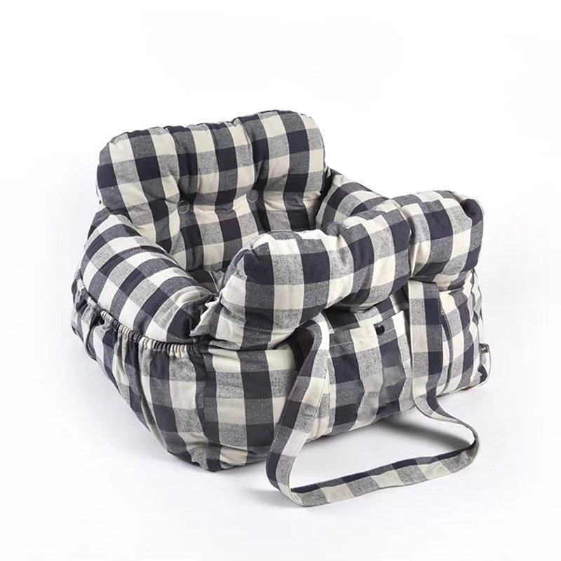 Large Dog Car Seat Bed – Portable Pet Booster with Safety Harness