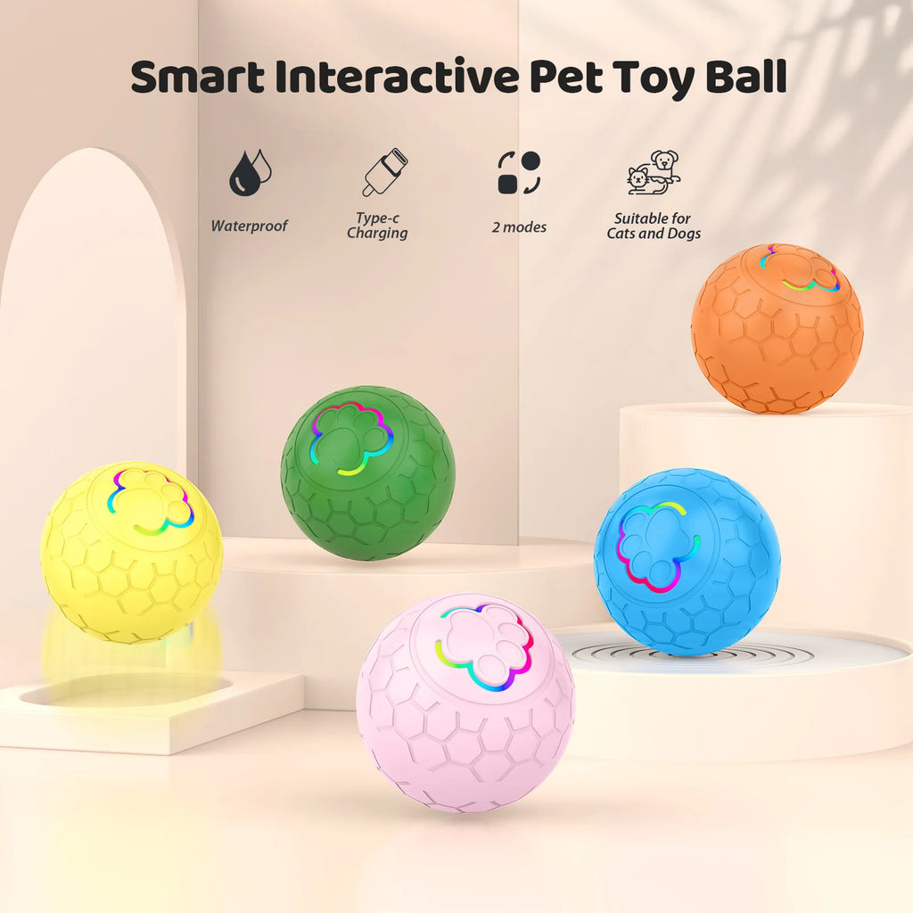 Interactive Smart Dog Toy Ball with RGB Lights USB Rechargeable