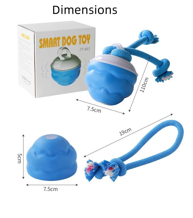 Smart Electric Bouncing Ball Dog Toy with Teeth Cleaning Rope