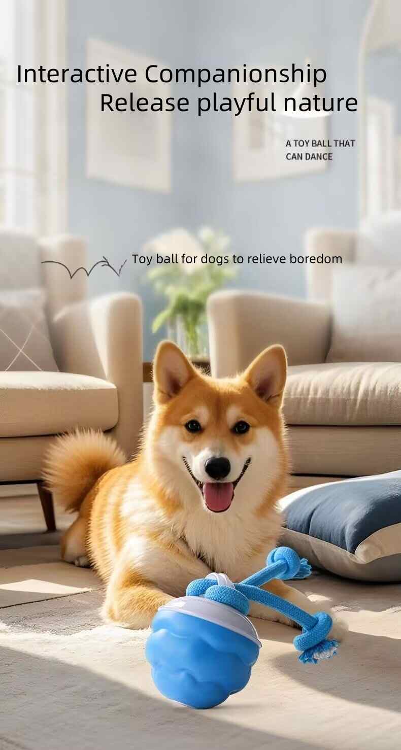 Smart Electric Bouncing Ball Dog Toy with Teeth Cleaning Rope