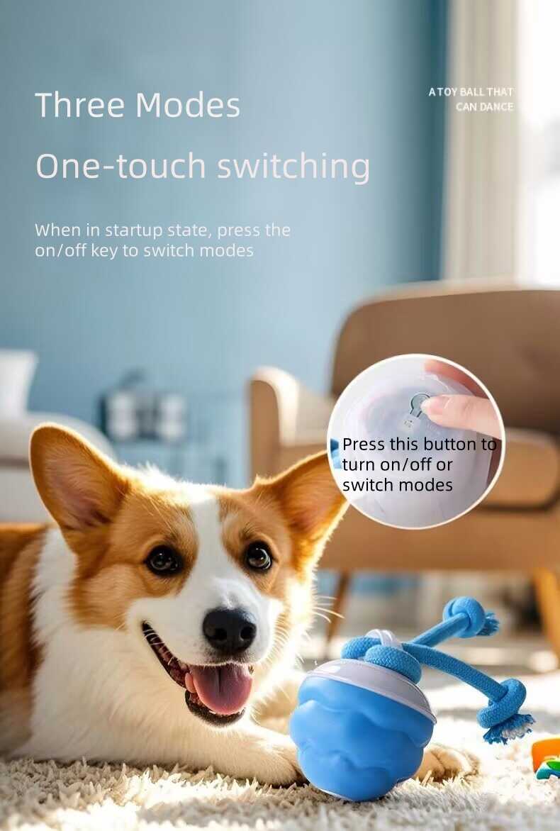 Smart Electric Bouncing Ball Dog Toy with Teeth Cleaning Rope