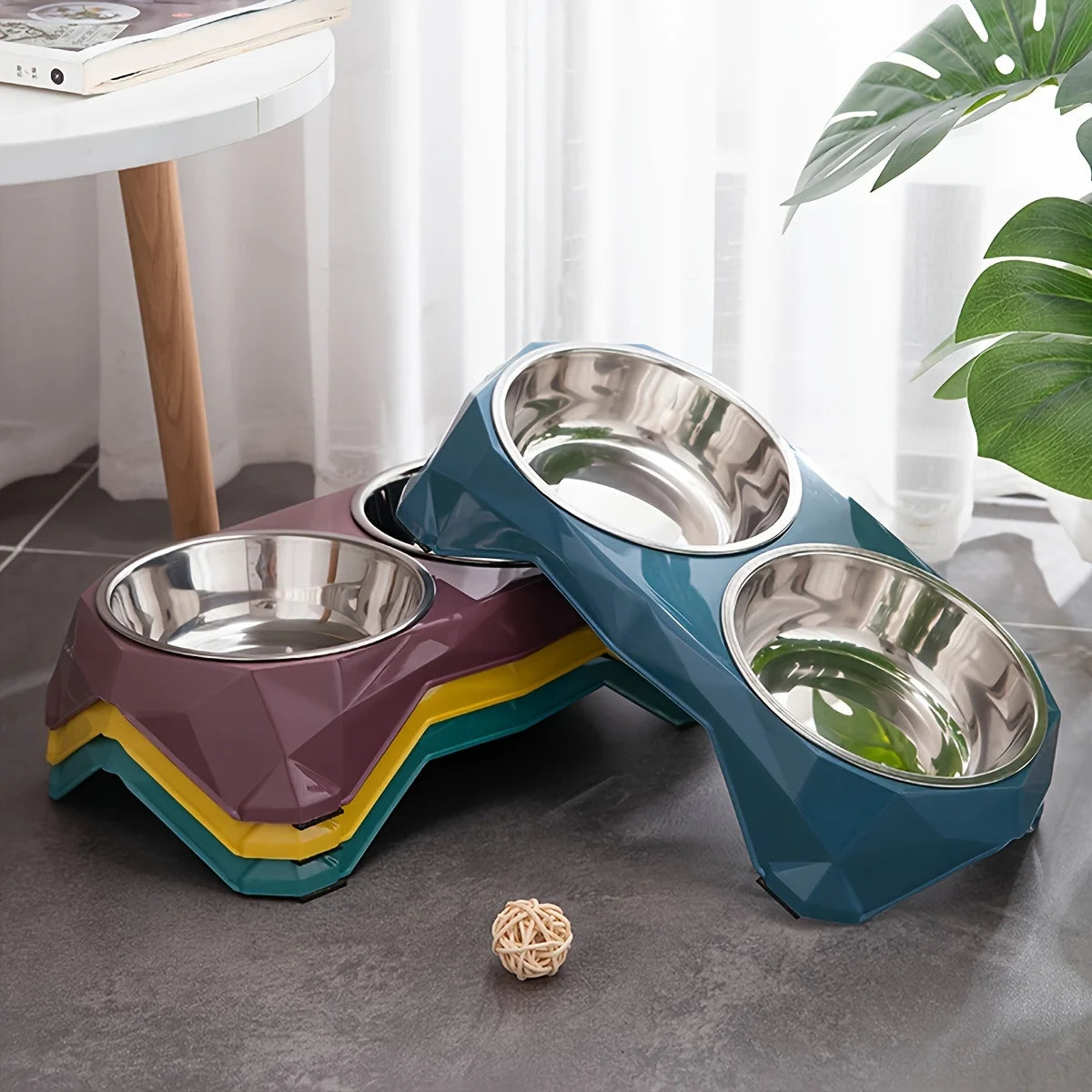 Stainless Steel Double Pet Bowl with Non-Slip Base