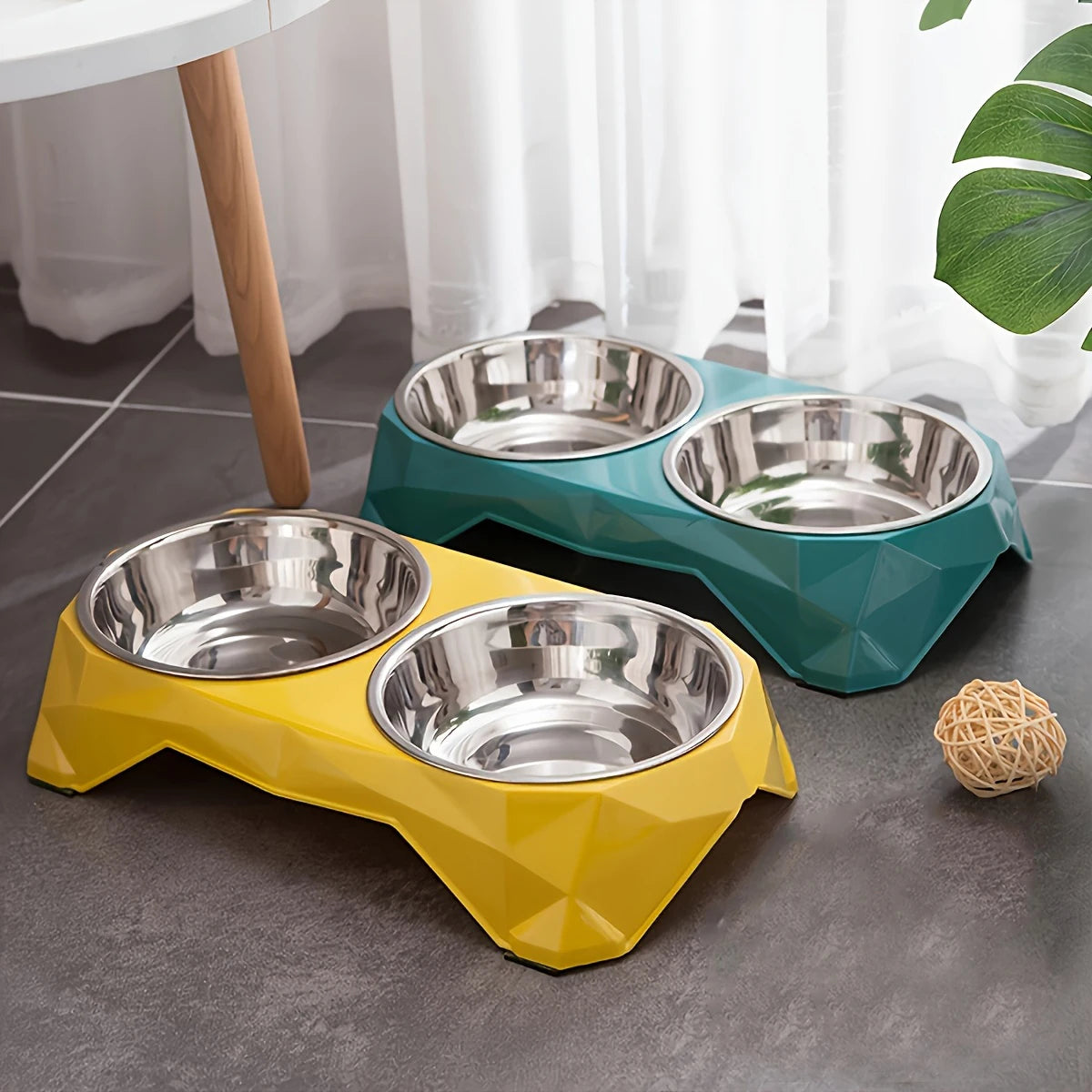 Stainless Steel Double Pet Bowl with Non-Slip Base