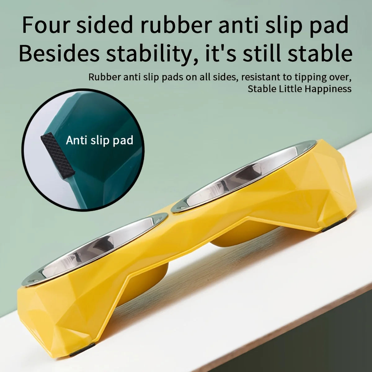 Stainless Steel Double Pet Bowl with Non-Slip Base