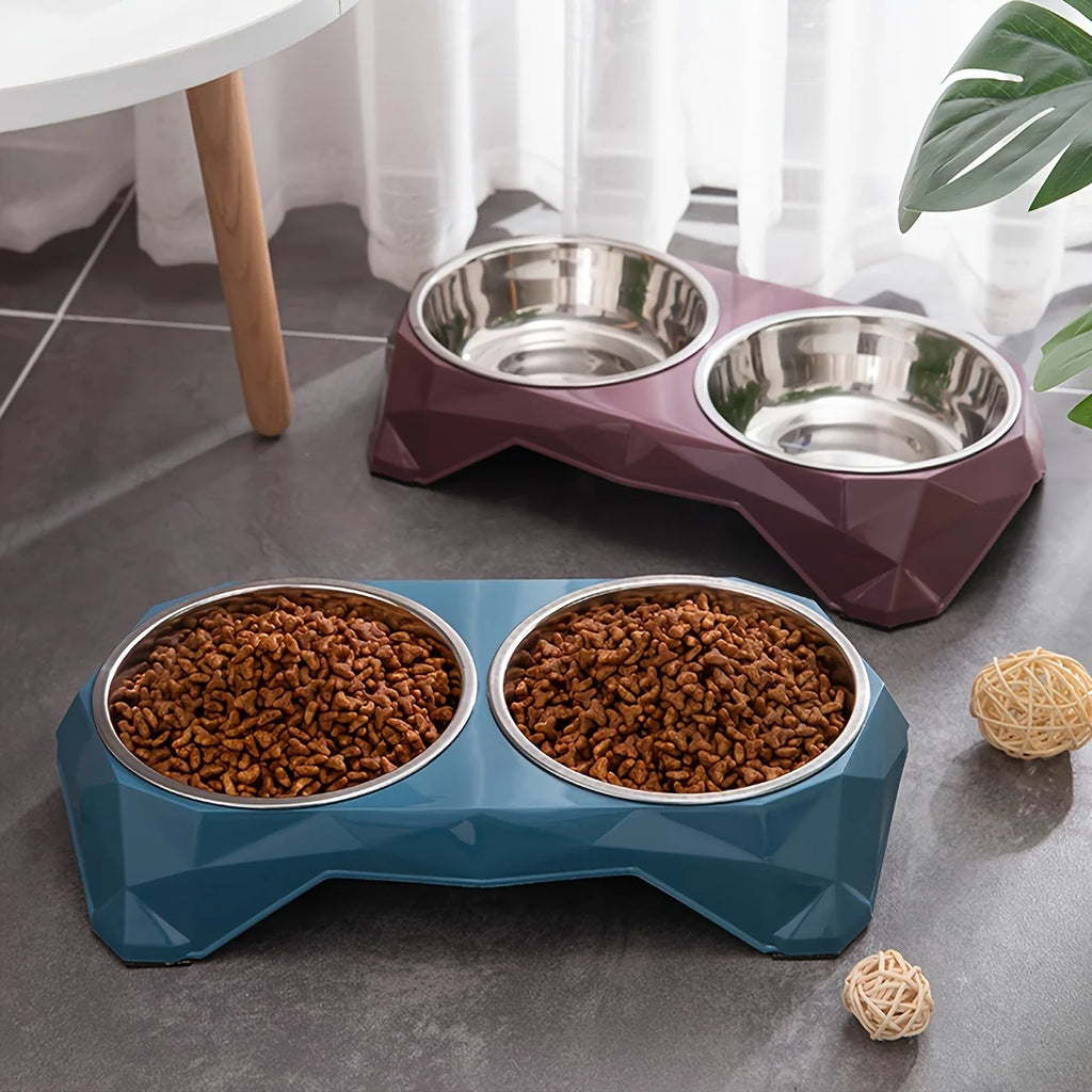 Stainless Steel Double Pet Bowl with Non-Slip Base