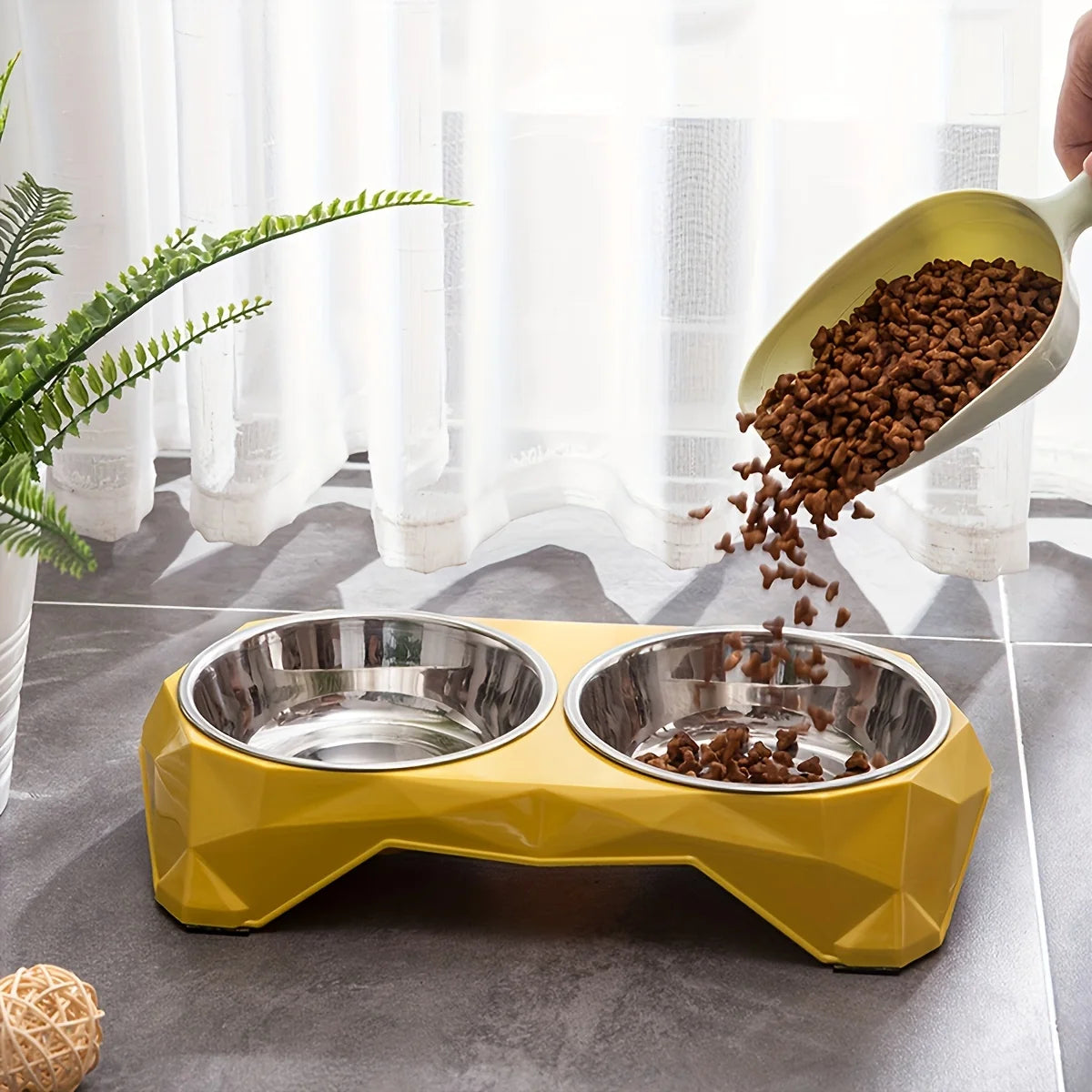 Stainless Steel Double Pet Bowl with Non-Slip Base