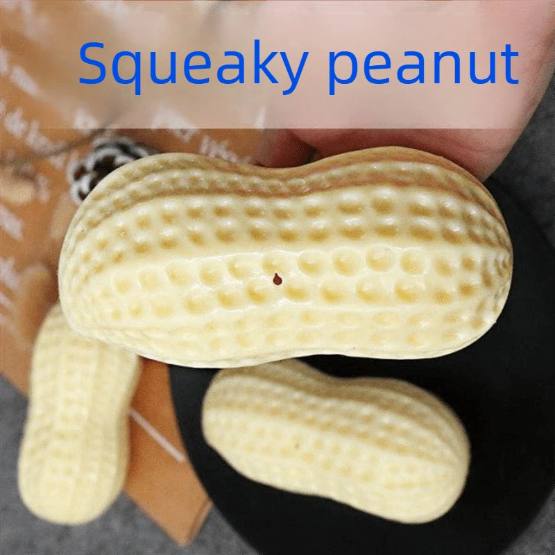TPR Peanut Dog Toy Squeaky Chew for Puppies & Dogs