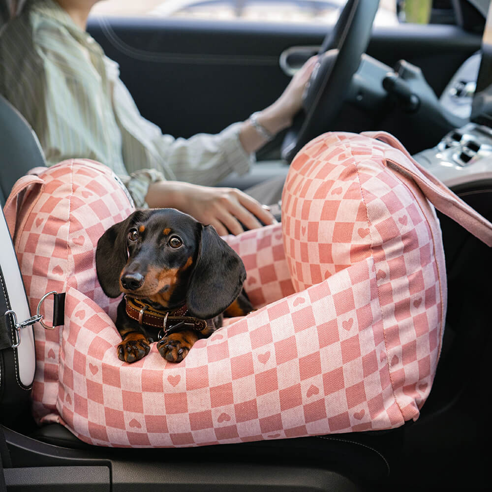 Dog Car Seat Bed – Adjustable Safety Leash & Machine Washable