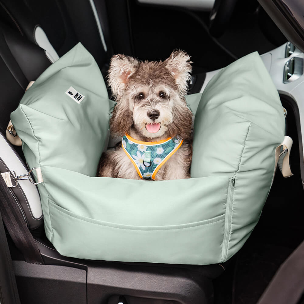 Dog Car Seat Bed – Adjustable Safety Leash & Machine Washable