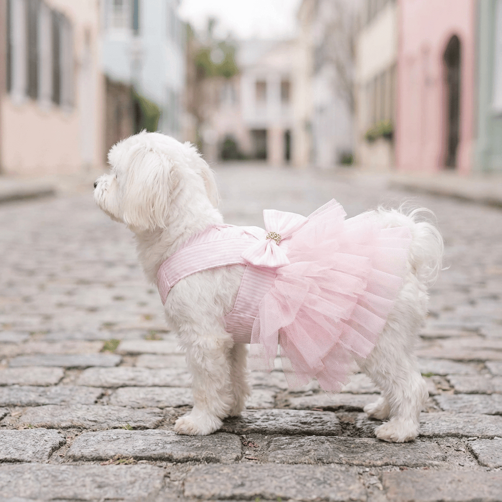 Pink Bowknot Ruffle Sleeveless Dog Dress – Pull-Over Style