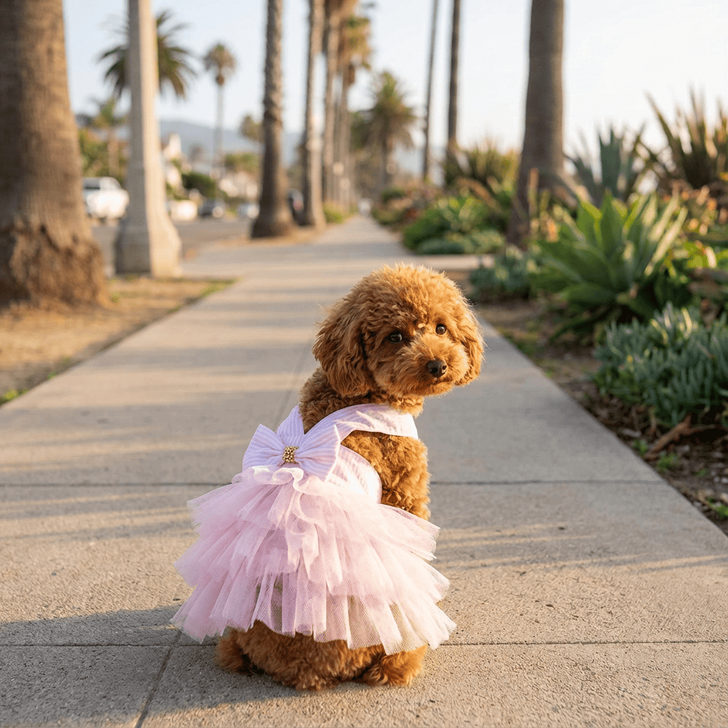 Pink Bowknot Ruffle Sleeveless Dog Dress – Pull-Over Style