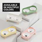Elevated Dual-Bowl Pet Feeding Station | Ceramic & Stainless Steel