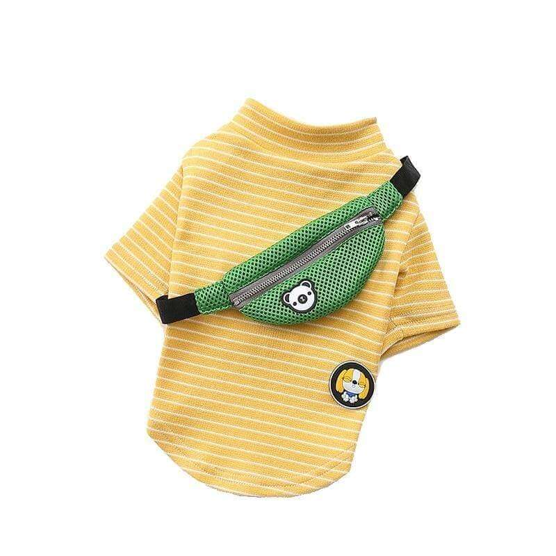 Striped Dog T-Shirt with Fanny Pack Design
