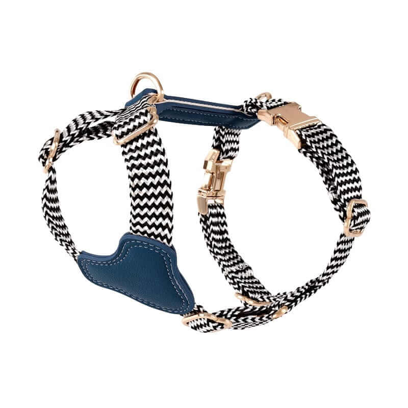Leather Dog Harness with Knit Accents – All Breeds