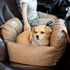 Dog Car Seat Bed – Adjustable Safety Leash & Machine Washable