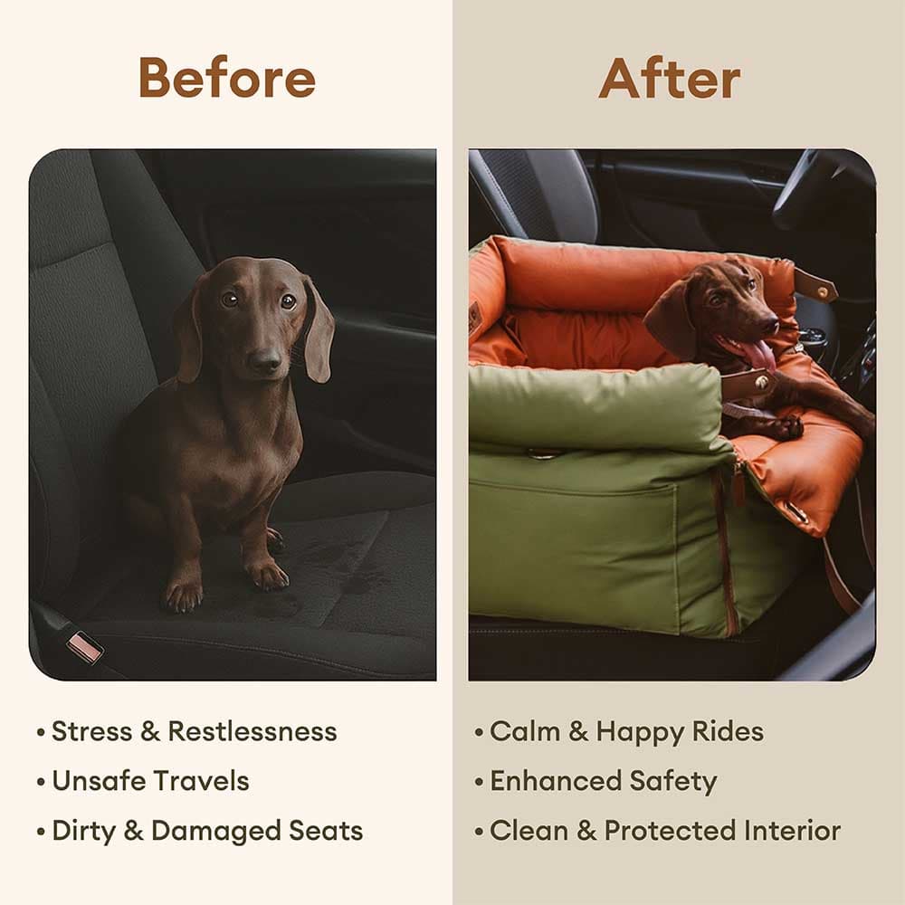 Faux Leather Dog Car Booster Seat Bed | Travel Safe