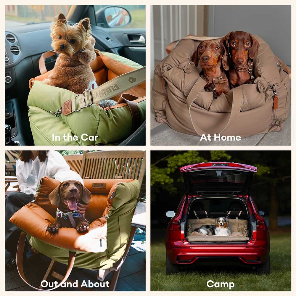 Faux Leather Dog Car Booster Seat Bed | Travel Safe