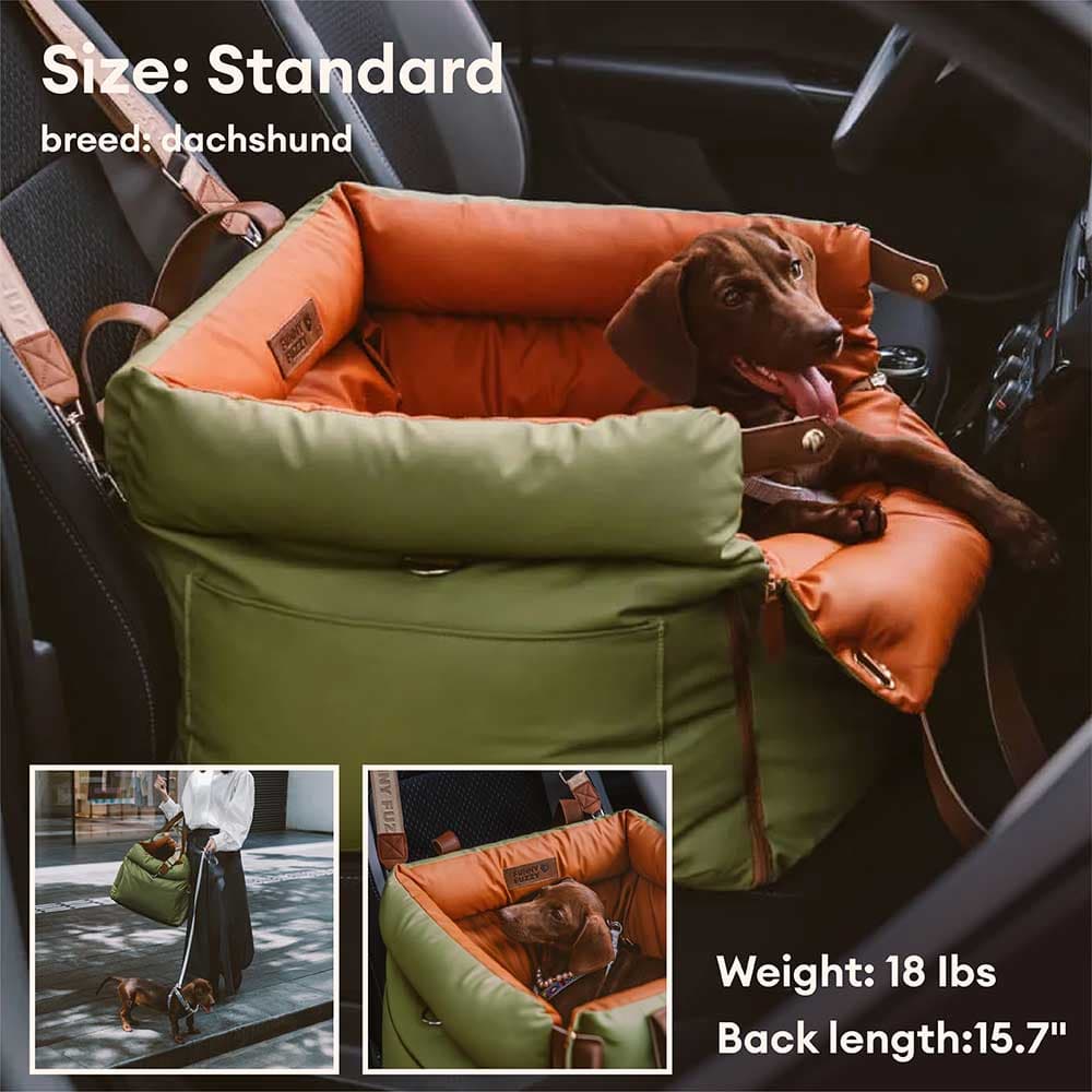 Faux Leather Dog Car Booster Seat Bed | Travel Safe